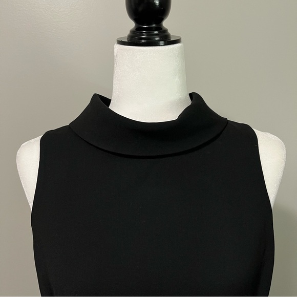 M Siamo Mock Neck Sleeveless Black Wool Lined Sheath Dress - Picture 5 of 12